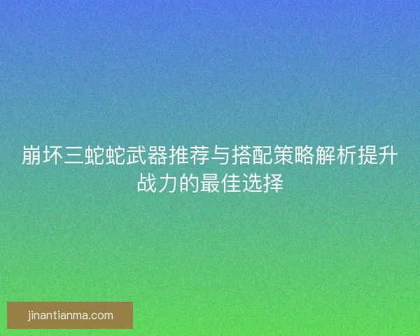 崩坏三蛇蛇武器推荐与搭配策略解析提升战力的最佳选择